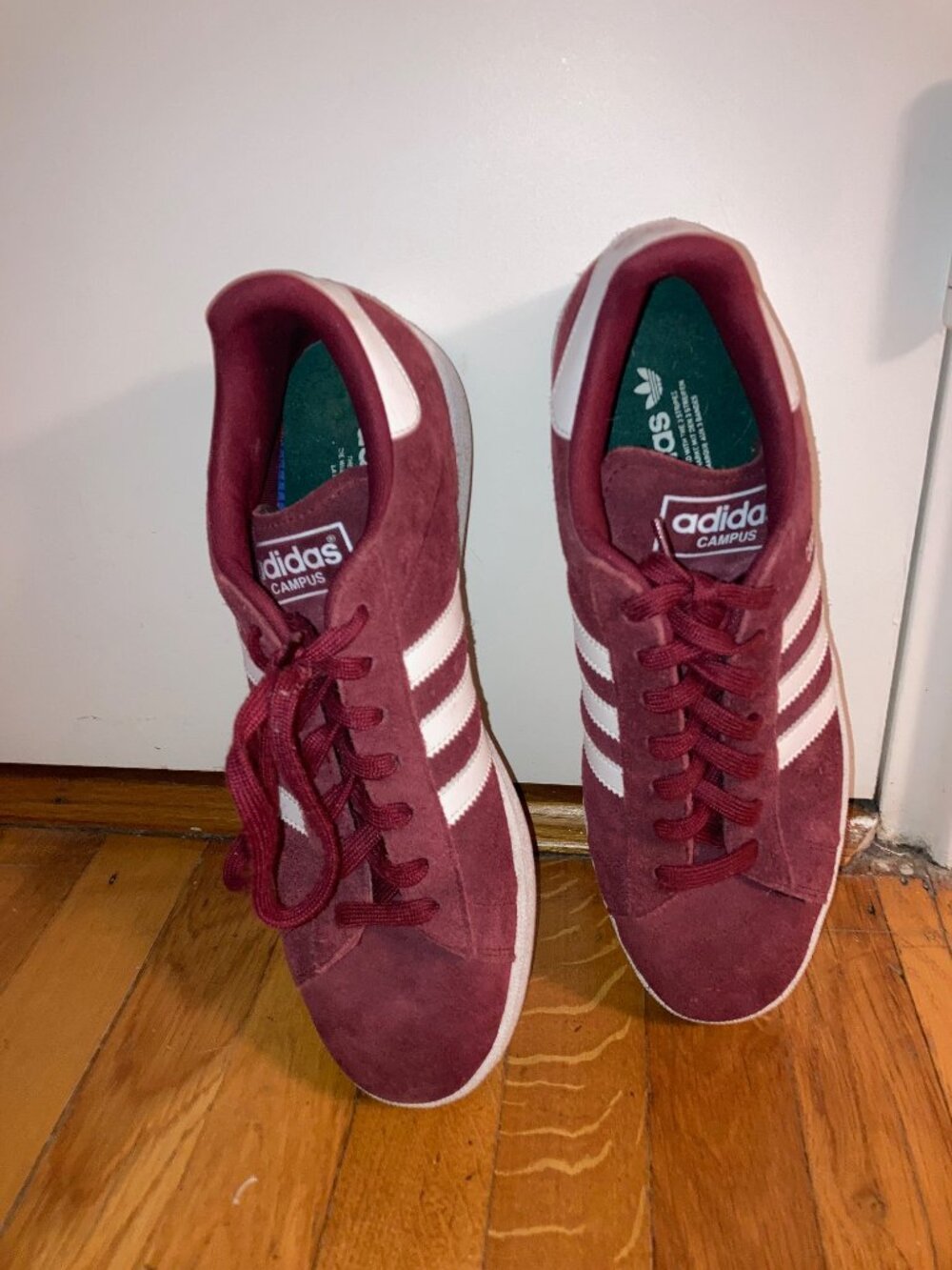 Adidas Originals Campus Men's Size 12 Burgundy Suede Low Top Sneakers AQ7970